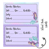 School Book Label -  Mermaid