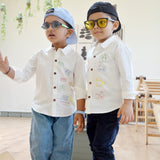 Colourful Emoji Eyes Embroidered Unisex Shirt - White