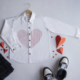 Lined Heart Embroidered Shirt - White