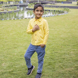 Fly High Embroidered Formal Shirt - Yellow
