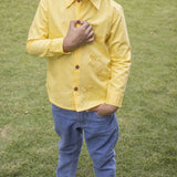 Fly High Embroidered Formal Shirt - Yellow