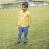 Fly High Embroidered Formal Shirt - Yellow