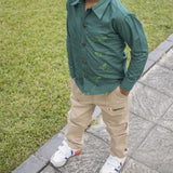 Fly High Embroidered Formal Shirt - Bottle Green