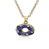 Blue Enamel Crystal Donut Necklace