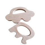 Wooden Car & Elefant Teether Set - Beech Wood Teether for Babies