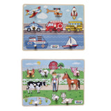 Wooden Vehicle Jumbo Knob Puzzle (8 Pcs) & Wooden Farm Animal Jumbo Knob Puzzle (8 Pcs)