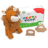 Newborn Gift Set - Lion Plush Toy, Wooden Elephant & Car Teether