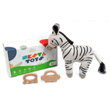 Newborn Gift Set - Zebra Plush Toy, Wooden Elephant & Car Teether