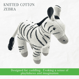 Newborn Gift Set - Knitted Cotton Blanket, Zebra Plush Toy, Elephant & Car Teether