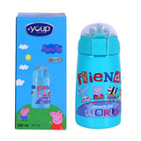 Youp Stainless Steel Sky Blue Color Peppa Pig Theme Kids Insulated Double Wall Sipper Bottle Zesty - 300 ml