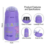 Youp Stainless Steel Purple Color Peppa Pig Theme Kids Insulated Double Wall Sipper Bottle Zesty - 300 ml