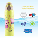 Youp Stainless Steel Green Color Peppa Pig Kids Insulated Double Wall Water Bottle Lyra - 600 ml
