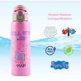 Youp Stainless Steel Pink Color Peppa Pig Kids Insulated Double Wall Water Bottle Lyra - 600 ml
