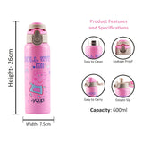 Youp Stainless Steel Pink Color Peppa Pig Kids Insulated Double Wall Water Bottle Lyra - 600 ml