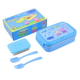 Youp Stainless Steel Insulated Blue Color Kids Peppa Pig Lunch Box With Fork & Spoon Lunch Break - 850 ml