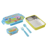 Youp Stainless Steel Blue and Yellow Color Peppa Pig Kids Lunch Box Euro - 450 ml