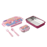 Youp Stainless Steel Pink and Wine Color Peppa Pig Kids Lunch Box Euro - 450 ml