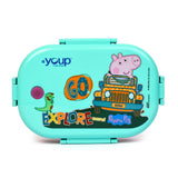 Youp Stainless Steel Green Color Peppa Pig Theme Kids Lunch Box Happy Bite 700 ml