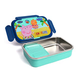 Youp Stainless Steel Insulated Blue Color Kids Peppa Pig Lunch Box With Fork & Spoon Candy - 850 ml