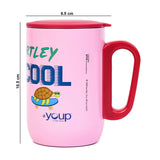Youp Stainless Steel Pink Color Peppa Pig Cool Kids Insulated Mug with cap - 320 ml