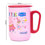 Youp Stainless Steel Pink Color Peppa Pig World Kids Insulated Mug with cap - 320 ml