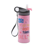 Youp Stainless Steel Pink Color Peppa Pig Kids Water Bottle - 750 ml
