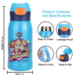 Youp Stainless Steel Sky Blue Color Paw Patrol Kids Insulated Double Wall Sipper Bottle Nippy - 550 ml