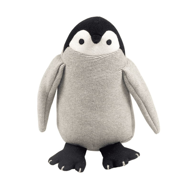 Penguin Plush Toy for Kids - Snuggly Knitted Cotton Soft Toy on a plain white background