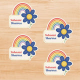Permenant Waterproof Stickers - Flower With Rainbow