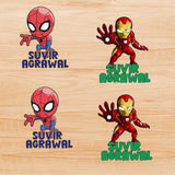 Permenant Waterproof Stickers - Superheroes Spiderman Ironman
