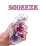 Dazzle Drop Balls: Glitter Squishy Balls – Set of 4 (Holographic, Pink, Silver & Gold) Stress Relief & Sensory Play | Sticky, Squishy & Sparkly Fun for Kids & Adults