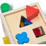 Shape Sorting Cube-Classic Montessori Wooden Toy with 15 Shapes-Kids Shape Sorter for Toddlers