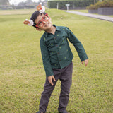 Pined Pine Trees Embroidered Formal Shirt - Bottle Green