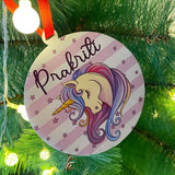 Pink Unicorn Acrylic Printed Tree Ornament