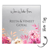 Silver Gift Tag - Pink flowers