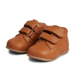 Double Velcro Kids Leather Sneakers - Tan