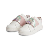 Glitter Kids Leather Sneakers - White and Pink