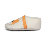 Tigress Cotton Baby Shoe - Off White And Orange