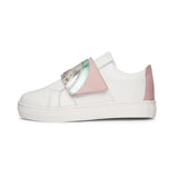 Glitter Kids Leather Sneakers - White and Pink