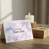 Personalised Gift Notecard - Purple Powder Flower