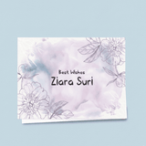 Personalised Gift Notecard - Purple Powder Flower