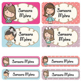 Rectangular Labels - Cute Little Girls