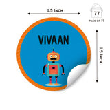 Round Water Proof Labels -Robot