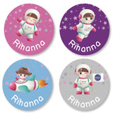 Round Labels - Astronaut Girl