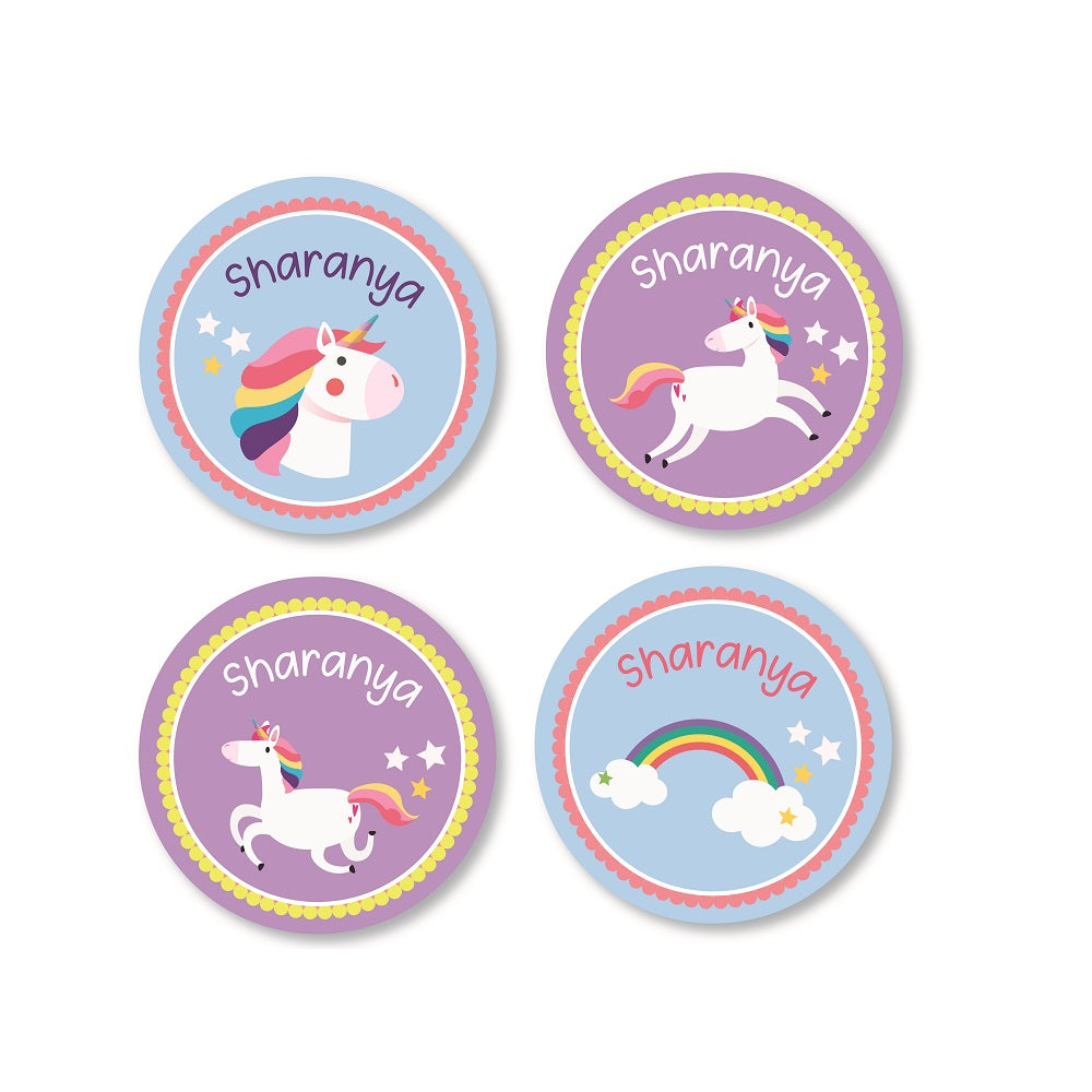 Round Labels - Unicorn Rainbow