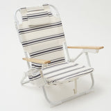 Sunny Life Teal Color Stripes Print Deluxe Beach Chair Casa Fes
