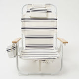 Sunny Life Teal Color Stripes Print Deluxe Beach Chair Casa Fes