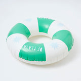 Sunny Life White and Green Color Inflatable Pool Ring De Playa Esmeralda