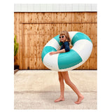 Sunny Life White and Green Color Inflatable Pool Ring De Playa Esmeralda
