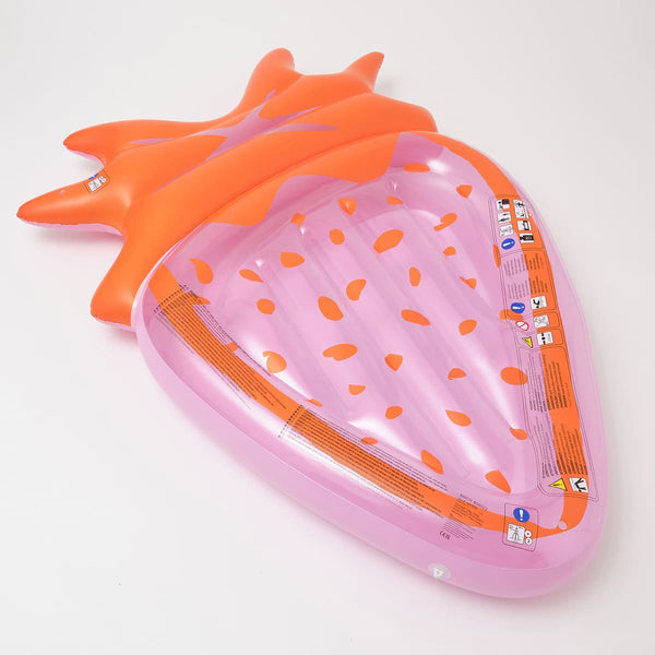 Sunny Life Pink Color Inflatable Luxe Lie-On Float Strawberry Pink Ber ...